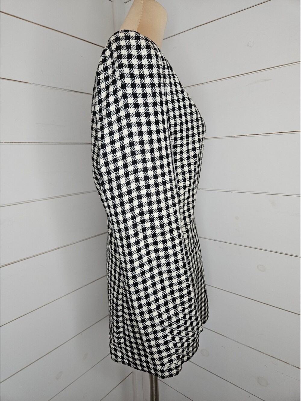 Vintage Le Suit size 12 black & white houndstooth blazer jacket - Picture 2 of 5